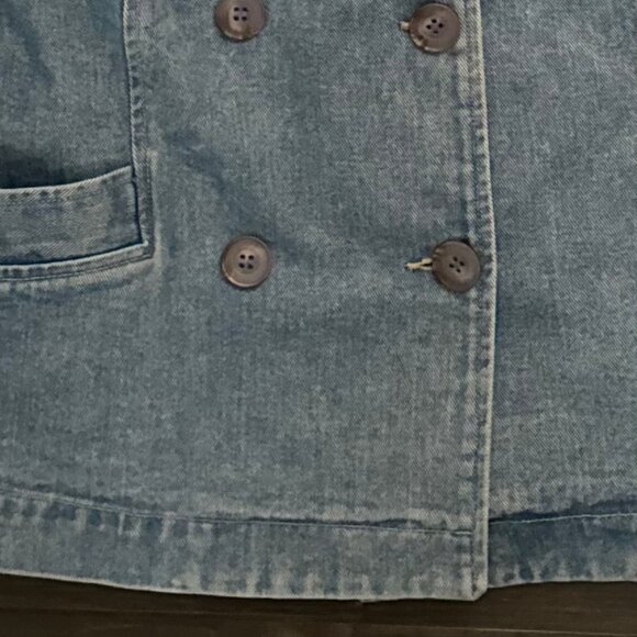 DEMOCRACY WOMENS BLUE DENIM JACKET DOUBLE BREASTED RETRO MEDIUM WASH SZ 6 - Picture 5 of 12